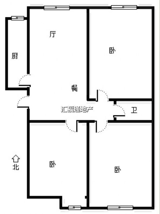 联合七号院3室2厅1卫户型图