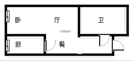 鸿坤新维港1室1厅1卫户型图