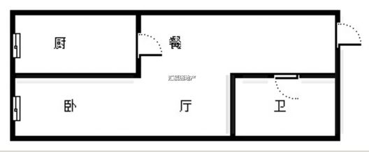 鸿坤新维港1室1厅1卫户型图