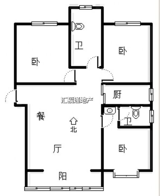 范阳公寓3室2厅2卫户型图
