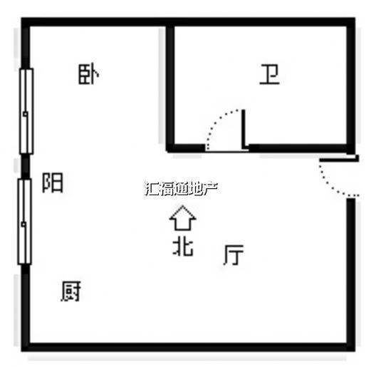 国富公寓(18号楼）1室1厅1卫户型图