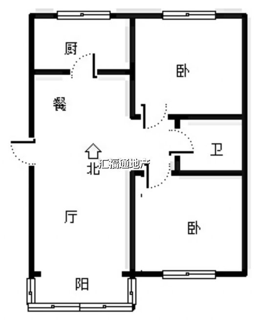 国富公寓(18号楼）2室2厅1卫户型图