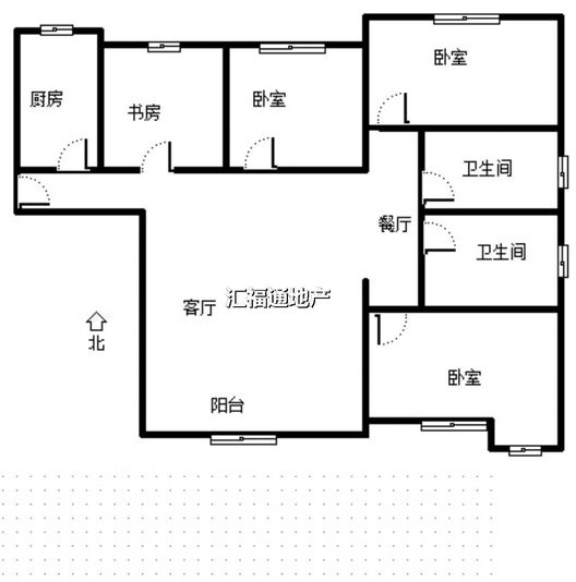高铁新干线3室2厅2卫户型图