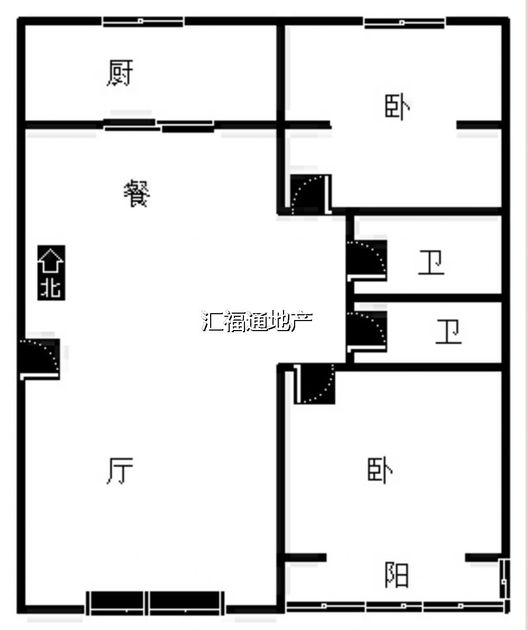 华泰豪庭2室2厅1卫户型图