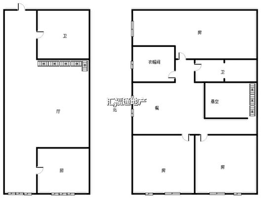 惠友钻石广场（AB座）3室2厅2卫户型图