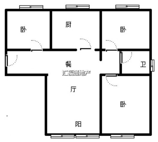 鸿坤新维港3室1厅1卫户型图