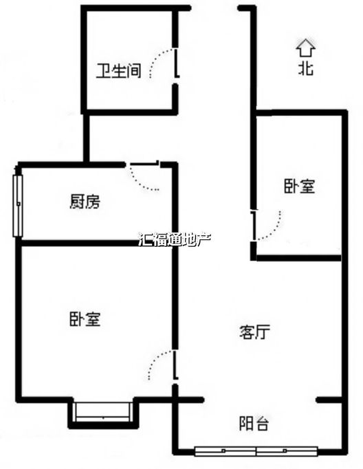 水岸花城2室1厅1卫户型图