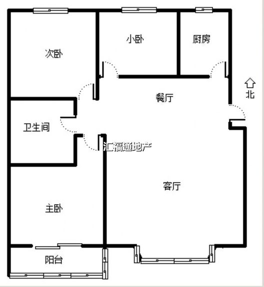 名流枫景洋房3室2厅1卫户型图