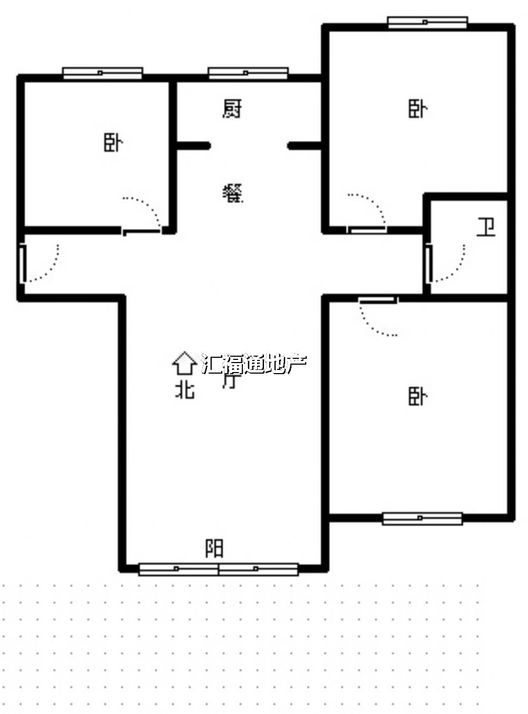 K2狮子城3室2厅1卫户型图
