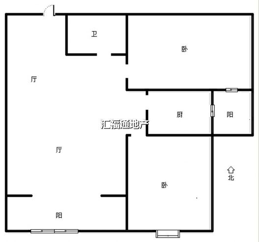 天保凌云城2室2厅1卫户型图