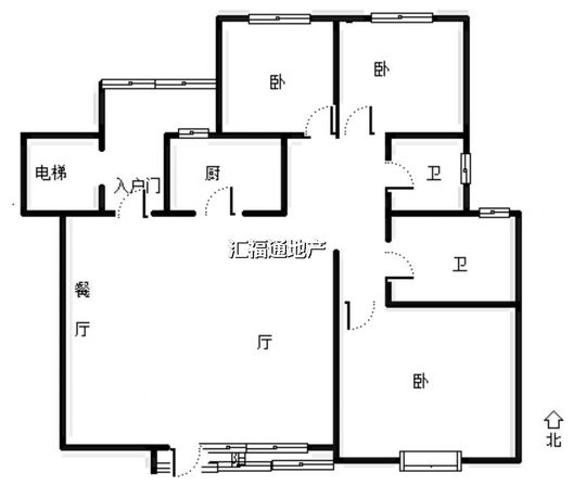 鸿坤理想湾3室2厅2卫户型图