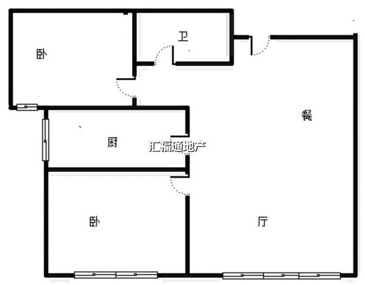 鸿坤理想湾2室2厅1卫户型图