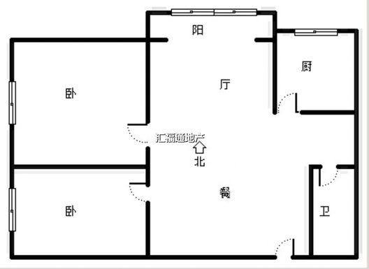 鹏渤印象城·牛津花园2室2厅1卫户型图