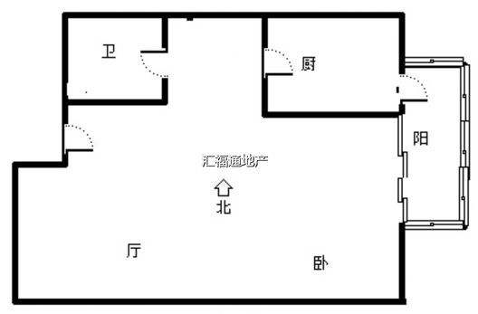 汇元四季橙1室1厅1卫户型图