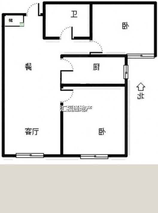 鸿坤理想湾2室1厅1卫户型图