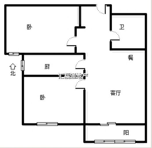 鹏渤印象城·牛津花园2室2厅1卫户型图