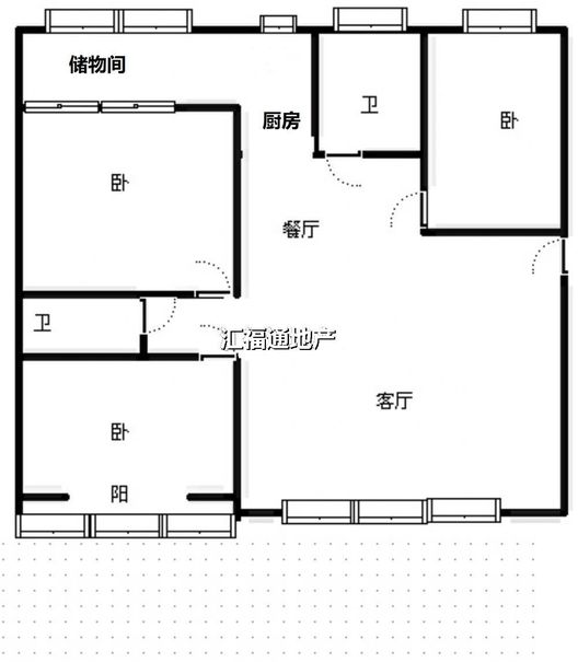 工商局小区（朝阳路）3室2厅2卫户型图