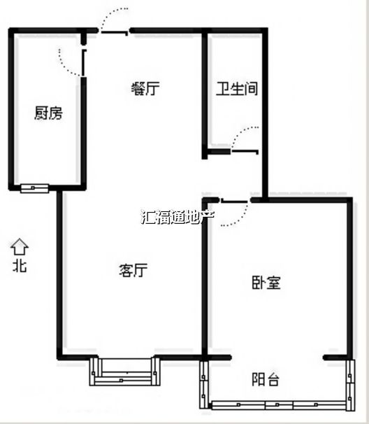 水岸花城1室2厅1卫户型图