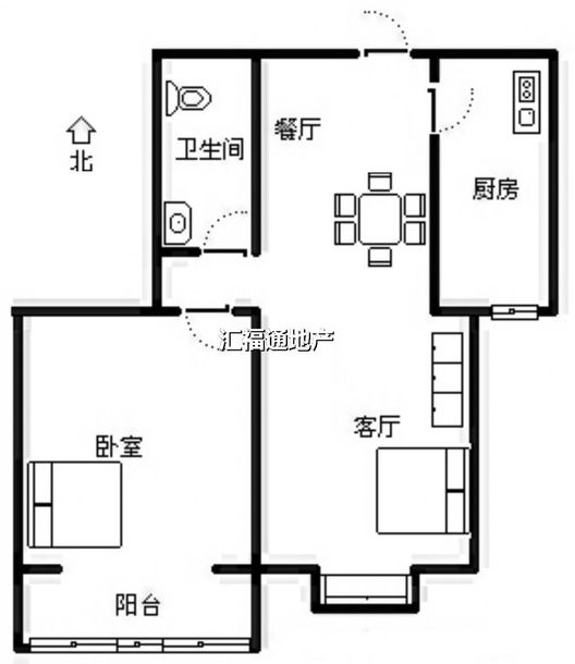 水岸花城1室1厅1卫户型图