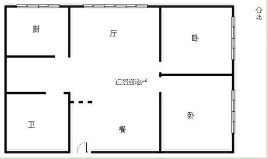 鹏渤印象城·牛津花园2室2厅1卫户型图