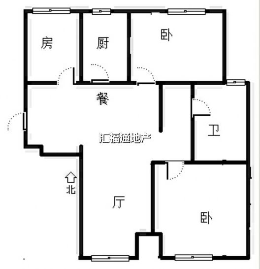 鸿坤新维港3室2厅1卫户型图