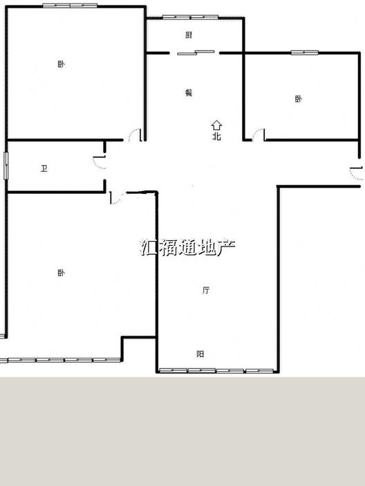K2狮子城3室2厅1卫户型图
