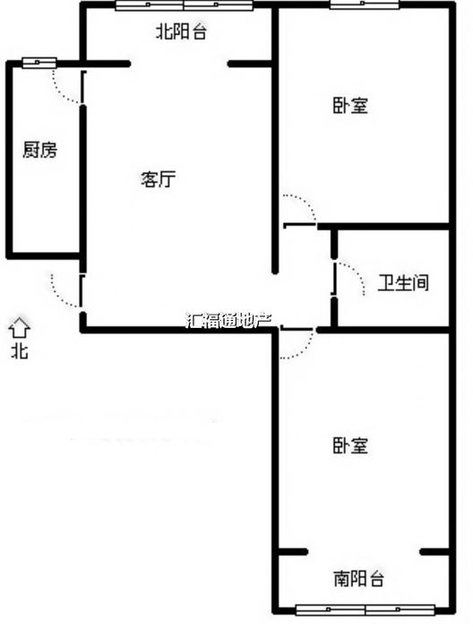 水岸花城2室2厅1卫户型图