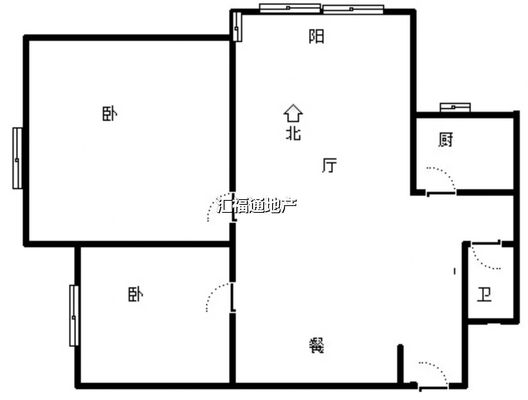 鹏渤印象城·牛津花园2室2厅1卫户型图