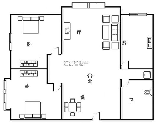 惠友橙园2室2厅1卫户型图