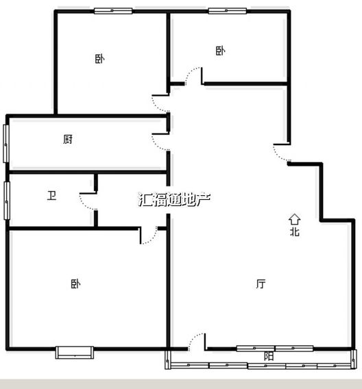 鸿坤理想湾3室2厅1卫户型图