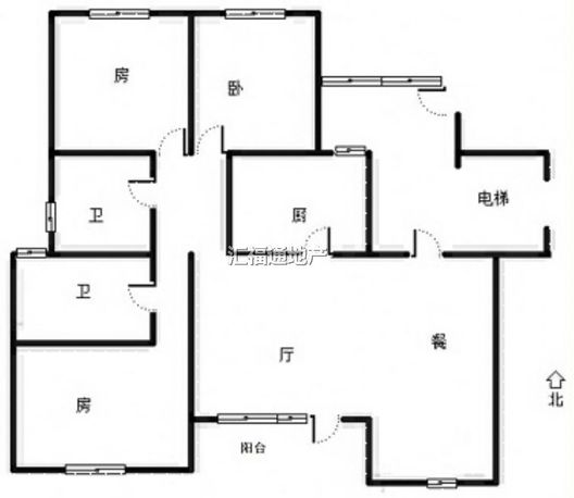 鸿坤理想湾3室2厅2卫户型图