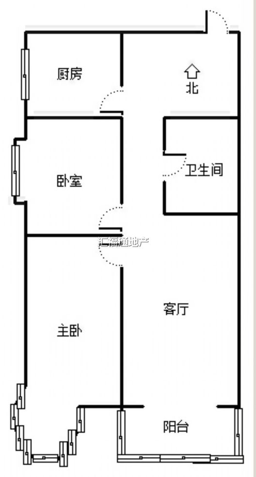 鸿盛凯旋门2室2厅1卫户型图