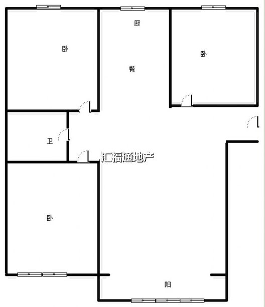 鹏渤印象城·牛津花园3室2厅1卫户型图