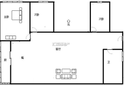 东方家园3室1厅1卫户型图