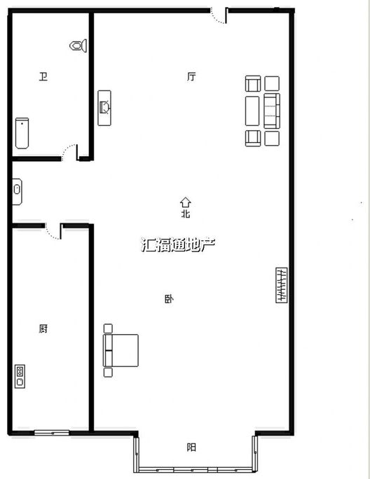汇元和顺1室1厅1卫户型图