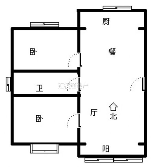 水岸花城2室1厅1卫户型图