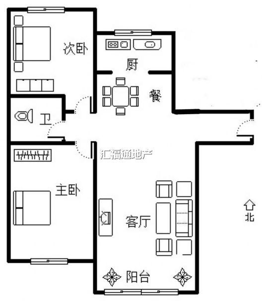 K2狮子城2室2厅1卫户型图