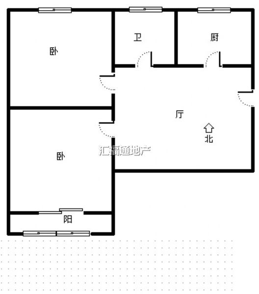 桥东粮食局小区2室1厅1卫户型图