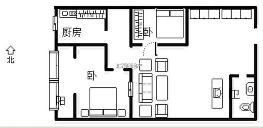 汇元上城2室1厅1卫户型图