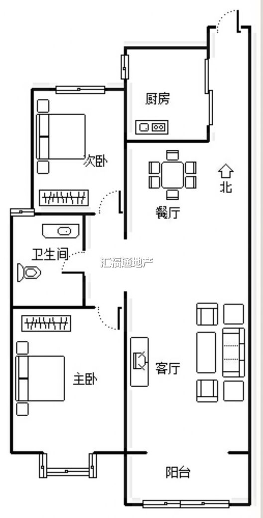 鸿盛旺京2室2厅1卫户型图