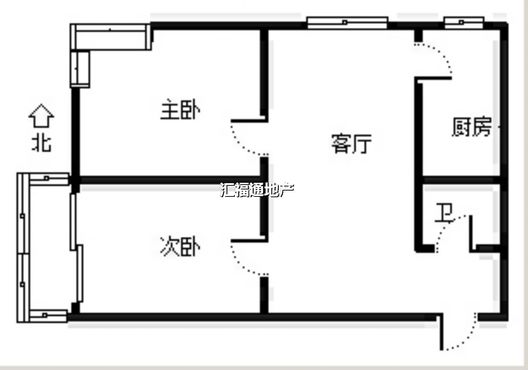 翔天万和城2室1厅1卫户型图