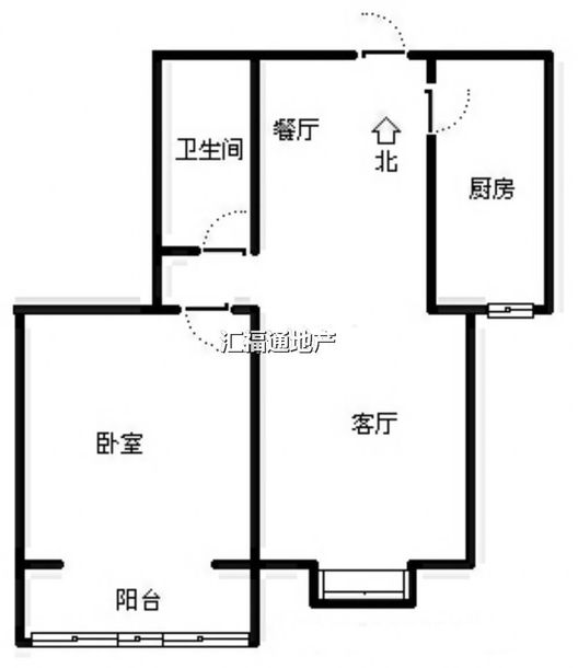 水岸花城1室2厅1卫户型图