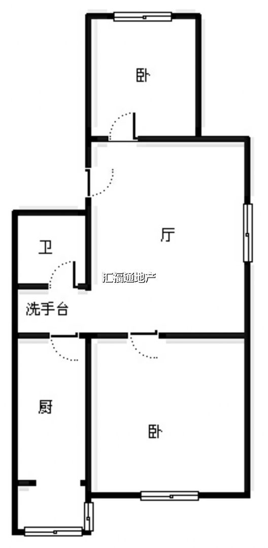 铁道部建厂局家属楼（机械总队家属院）2室1厅1卫户型图
