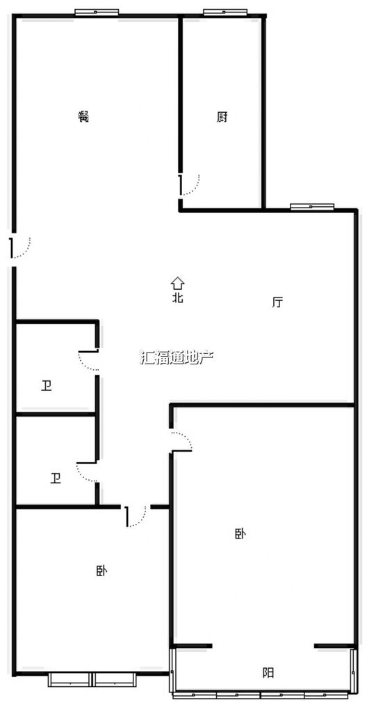 东方家属院2室2厅2卫户型图