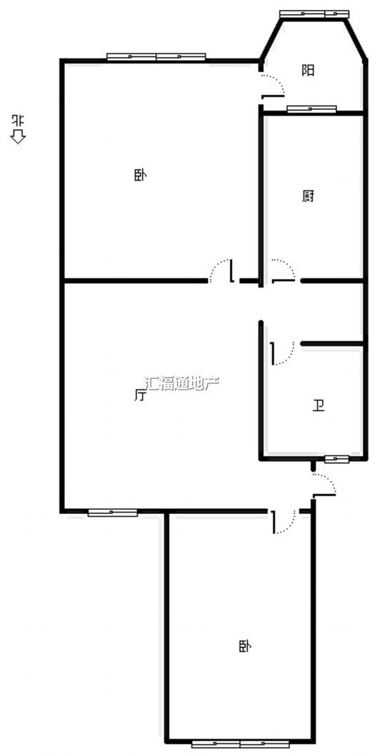 铁道部建厂局家属楼（机械总队家属院）2室1厅1卫户型图