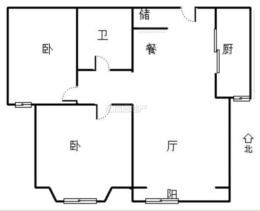 惠友钻石广场2室2厅1卫户型图