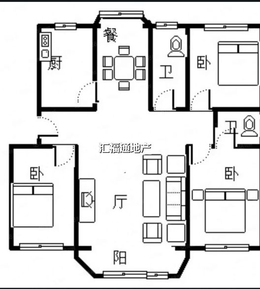 军欣家园3室2厅2卫户型图