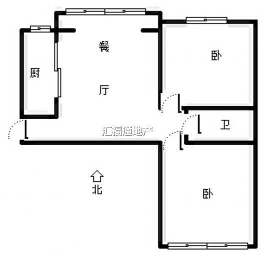 翡翠城（涿郡东区）2室2厅1卫户型图