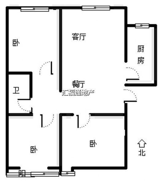 联合七号院3室2厅1卫户型图