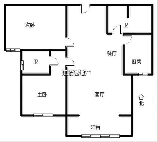 金茂府（鹏渤公园里）2室2厅2卫户型图